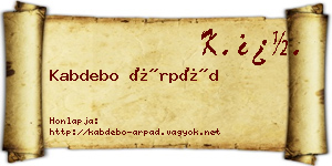 Kabdebo Árpád névjegykártya