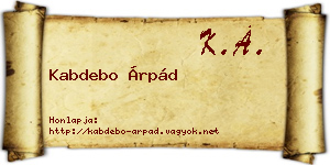 Kabdebo Árpád névjegykártya